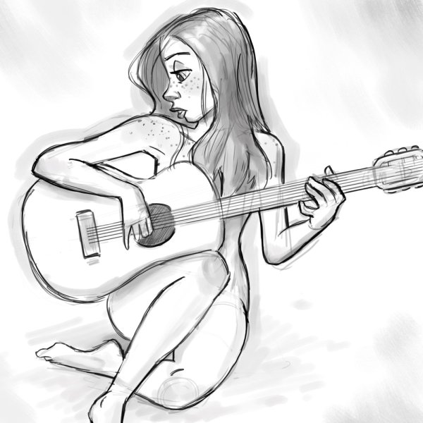 Гитара для срисовки карандашом