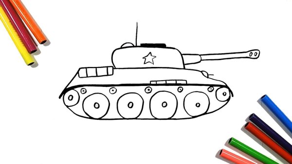 Как нарисовать танк , периди