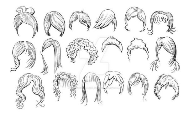 Волнистые волосы карандашом