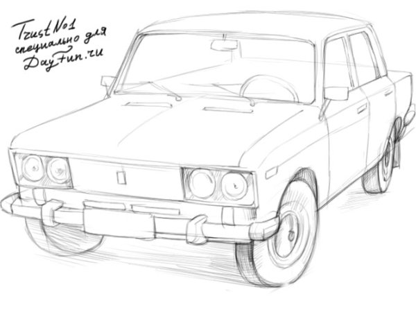 Жигули ВАЗ 2101 карандашом сзади