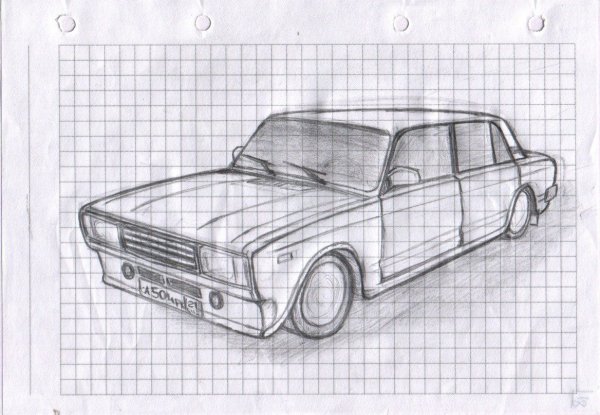 Жигули рисунок карандашом
