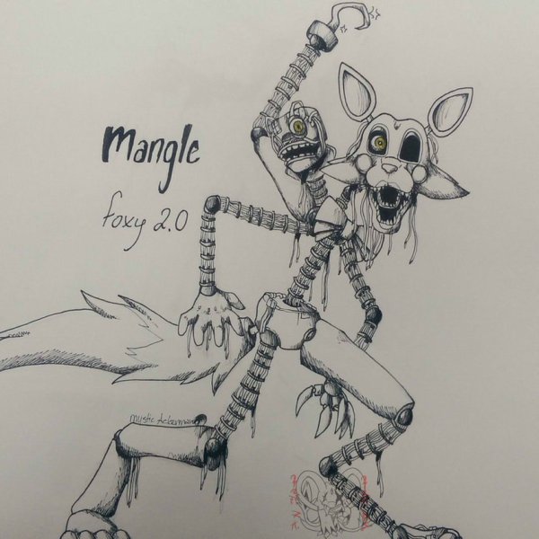 Рисунки ФНАФ карандашом Мангл