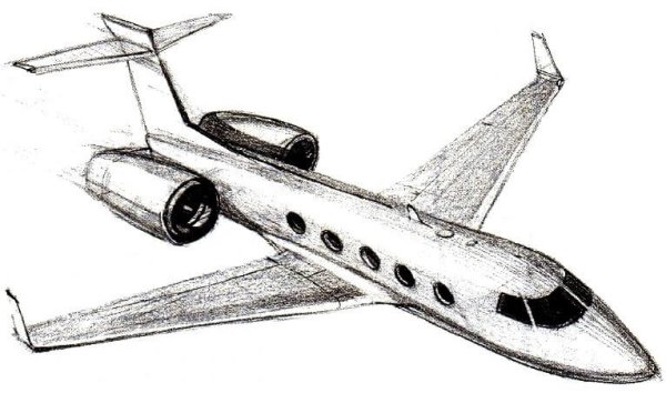 Самолёт рисунок карандашом