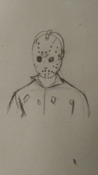 Лицо Джейсона Вурхиса карандашом