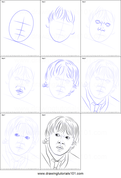 Поэтапный рисунок Гарри Поттера