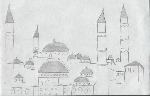 Мечеть Султанахмет, Турция рисунок