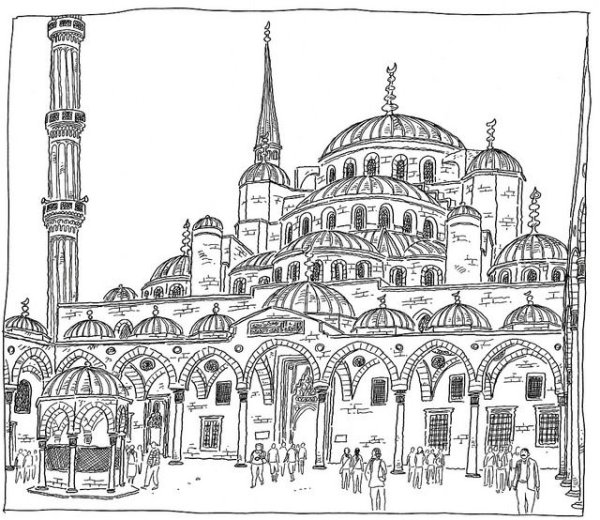 Мечеть в Турции карандашом