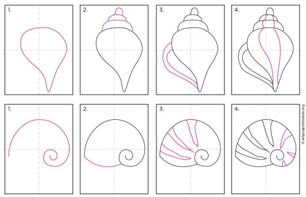Как нарисовать ракушку для детей