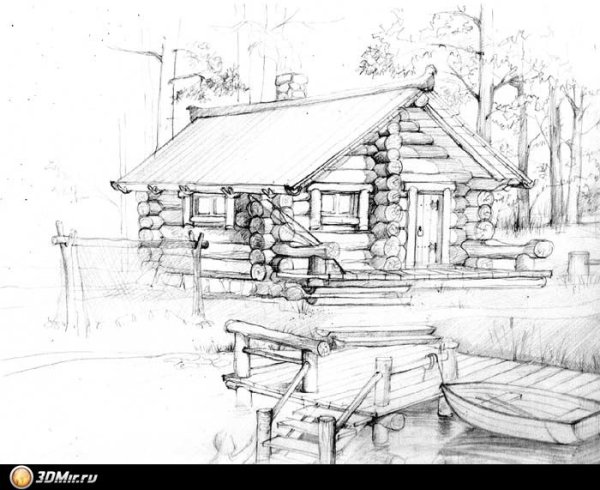 Банные принадлежности карандашом