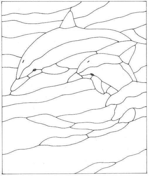 Витраж Дельфин трафарет