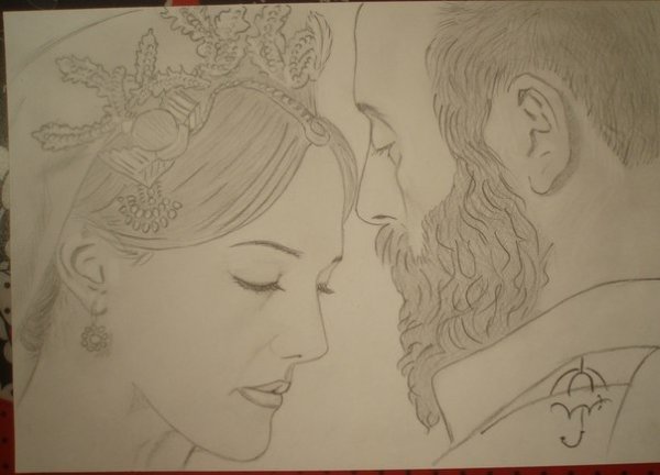 Хюррем и Сулейман рисунок карандашом