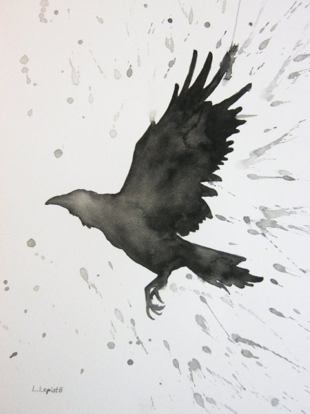 Нарисовать ворону карандашом ребенку