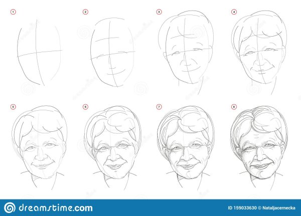 Портрет пожилого человека пошагово