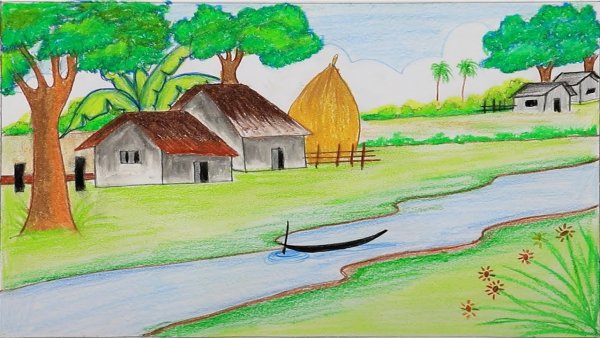 Сельский пейзаж легко