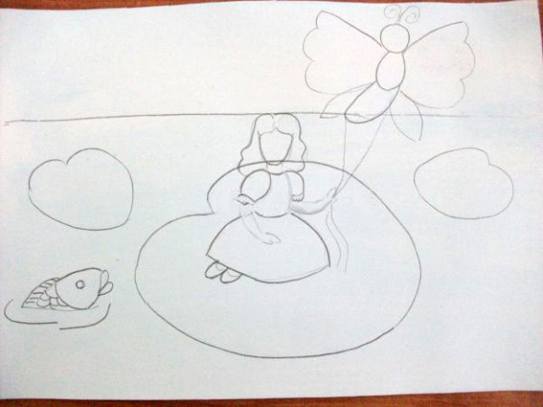 Рисование Дюймовочка старшая группа