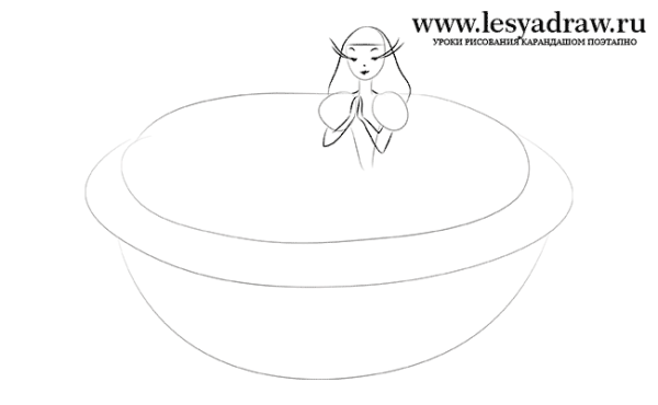 Дюймовочка рисунок пошагово