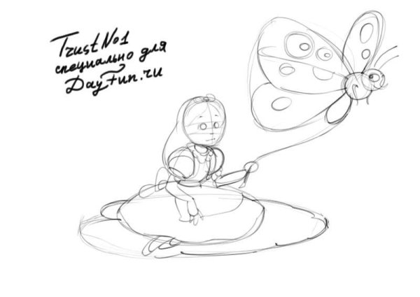 Дюймовочка рисунок пошагово