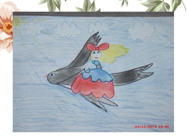 Детский рисунок Дюймовочки