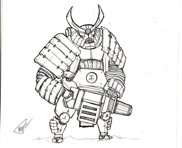 Самурай рисунок карандашом