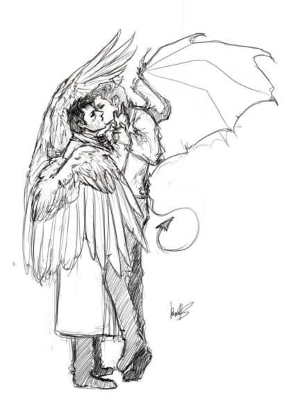Падший ангел карандашом для срисовки