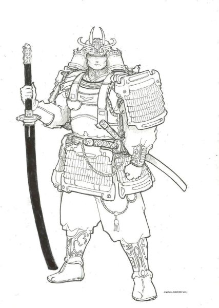 Рисунки для срисовки Самурай