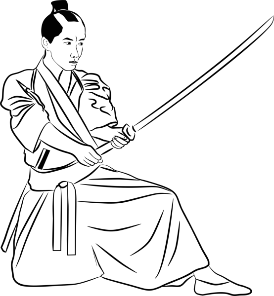 Самурай эскиз карандашом