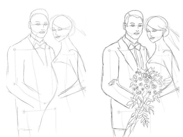 Свадьба рисунок карандашом