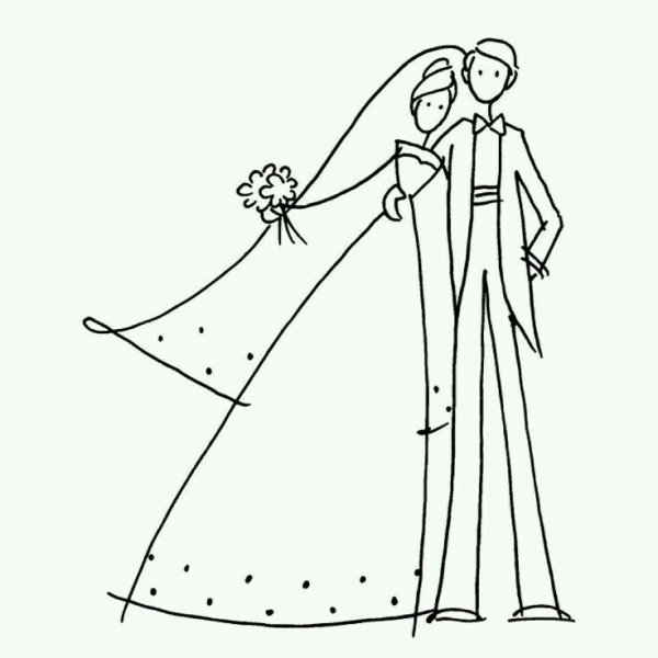 Девушка в свадебном платье раскраска