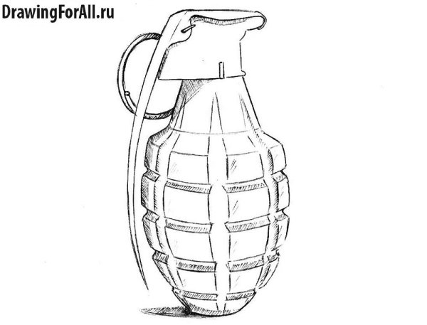 Рисунок гранаты ф1 карандашом