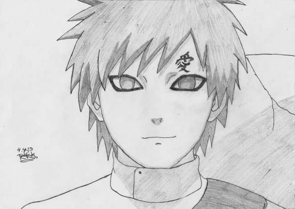 Рисунки для срисовки аниме Наруто Гаара