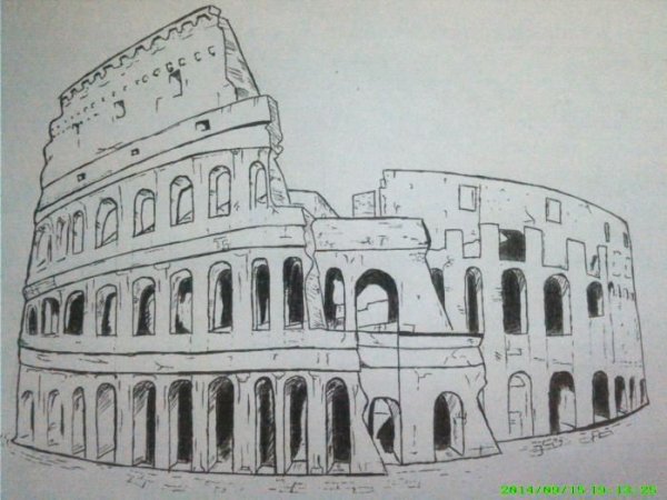 Колизей в Риме карандашом