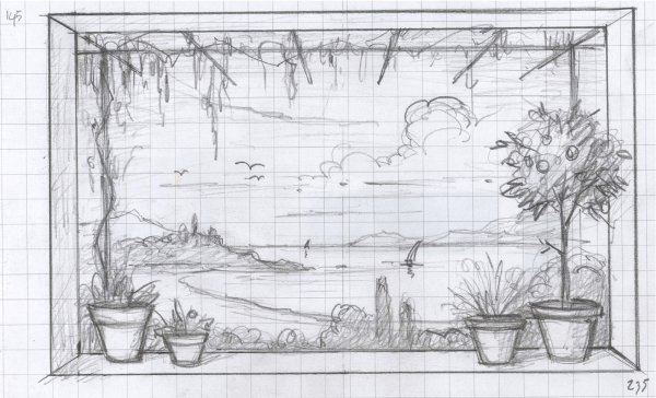 Эскиз фрески карандашом