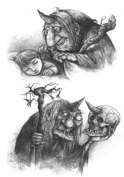 Оскал волка карандашом