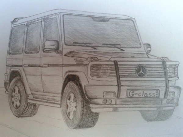 Мерседес g 55 АМГ карандашом