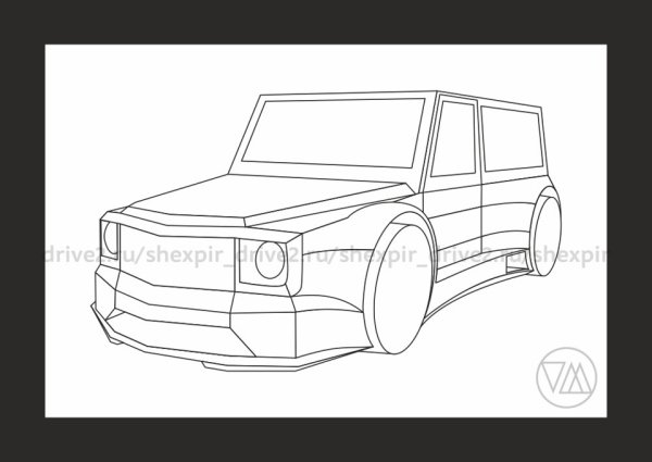 Гелик машина раскраска для детей карандашом