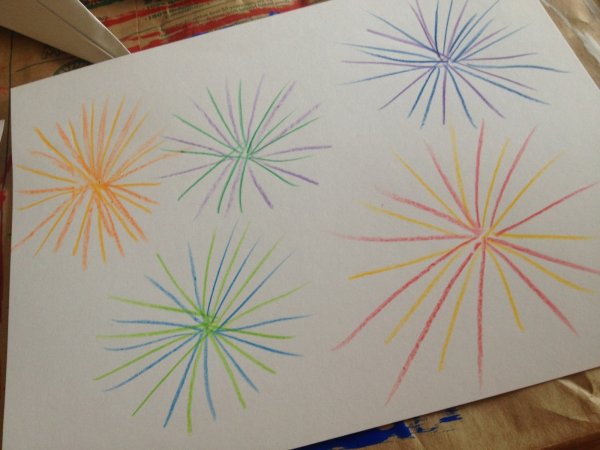 Поэтапное рисование салюта