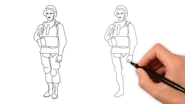 Рисование солдат в движении