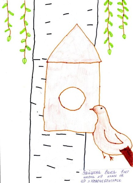Рисование с детьми скворечник