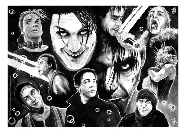 Тилль Линдеманн черно белое