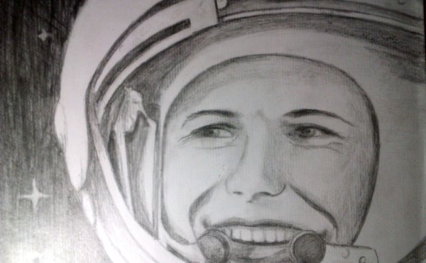 Гагарин карандашом