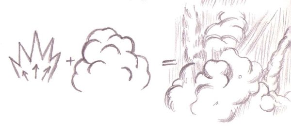 Дым от взрыва нарисованный