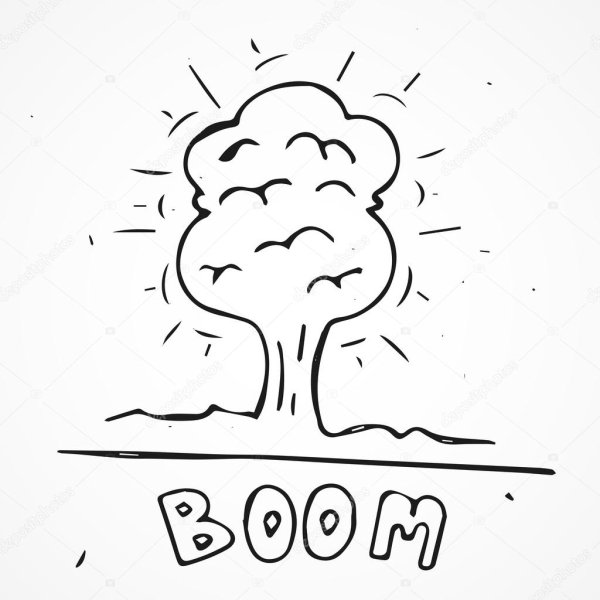 Взрыв нарисовать карандашом