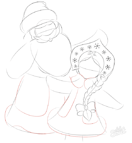 Рисование Деда Мороза и Снегурочки