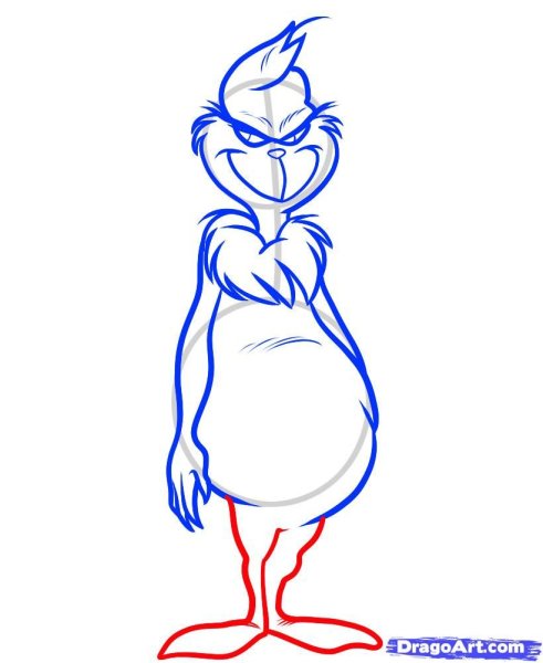 Гринч рисунок карандашом