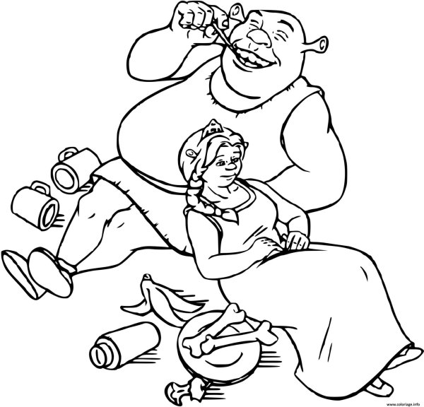 Раскраска Шрек Фиона принцесса