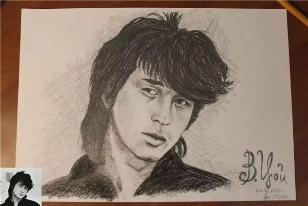 Виктор Цой рисунок легкий
