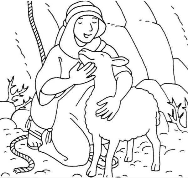 Пастух и овечки раскраска