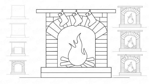 Камин раскраска
