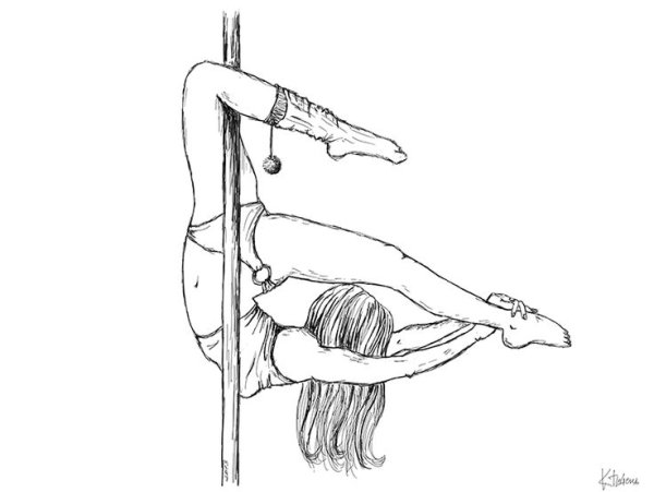 Раскраска девушка на пилоне