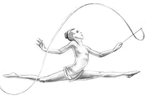 Наброски гимнасток карандашом